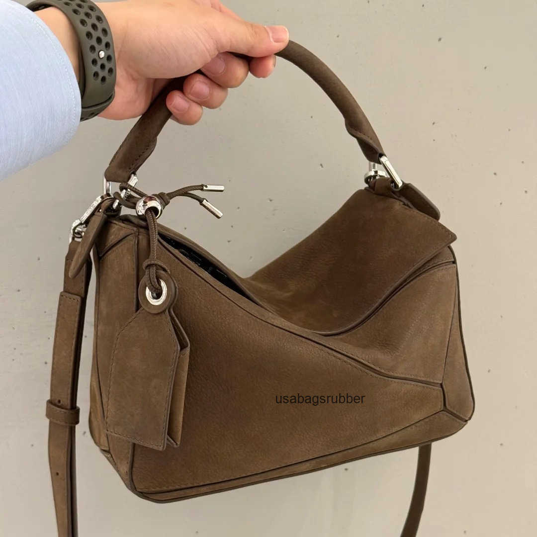 Modern Designer Style 2026 New Nubuck Leather Series Geometric Bag High end Handbag Versatile Shoulder Crossbody Bag