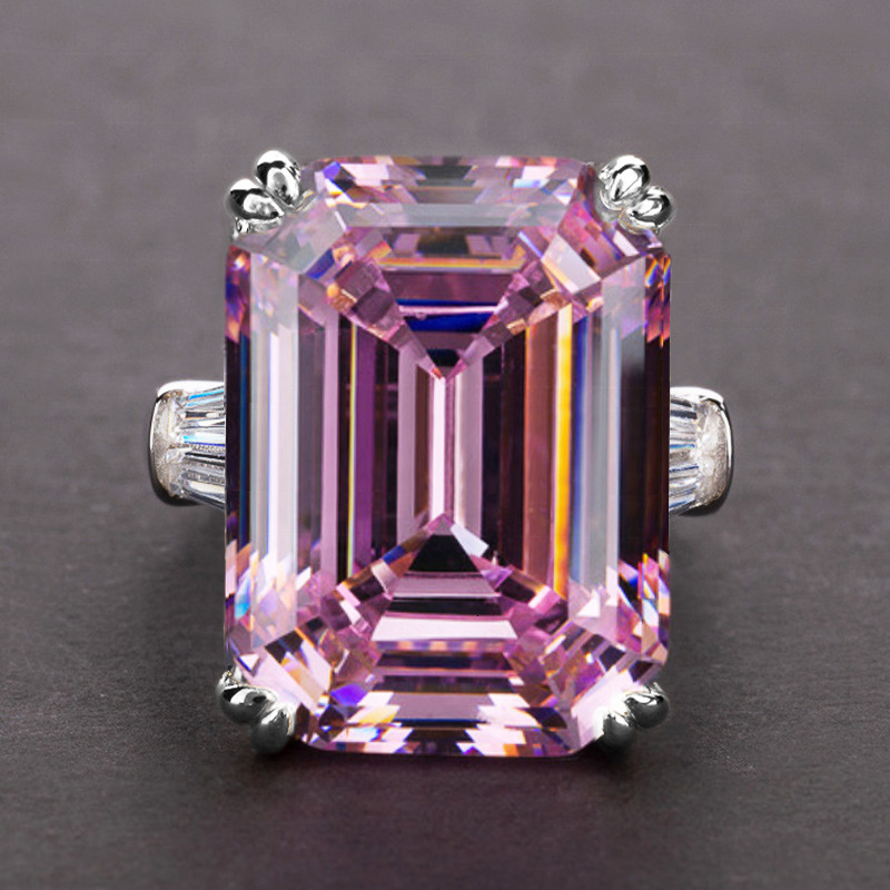 2026 Exclusive Cross-Border Accessories Hot Sale Large Cubic Zirconia Luxurious Women's Wedding Engagement Ring