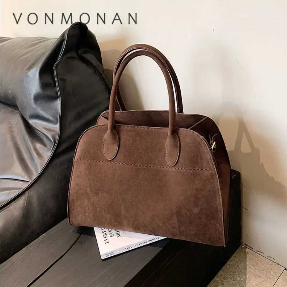 Evening Bags Totes VONMONAN Ladies' Top-handle Bag Design Vintage Commute Handbag For Autumn Winter Faux Suede Casual Tote Shoulder Bags H26101