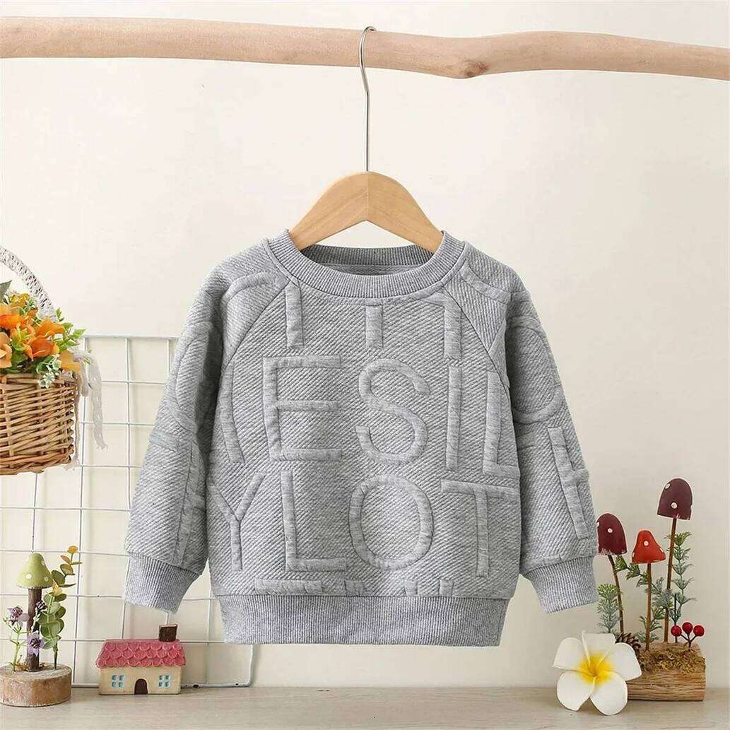 Girls Hoodie Autumn And Winter Boys Hoodie Solid Color Shirt Round Neck Letter Pattern Long Sleeve Tshirt White Belt Childrens Wear Crew pullover Ne
