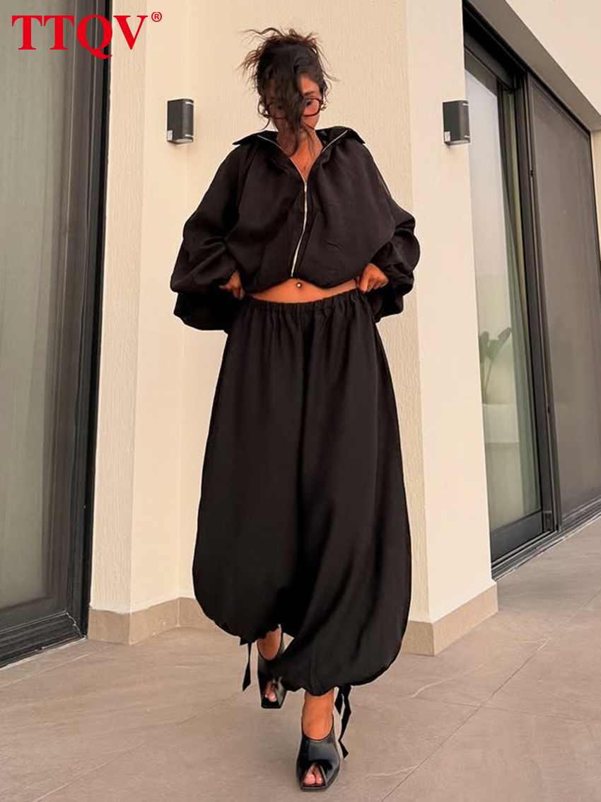 Clacive Fashion Loose Black Women's Two Pieces Elegant Long Sleeve Shirt With High Waist Wide Pants Set Female Clothing
