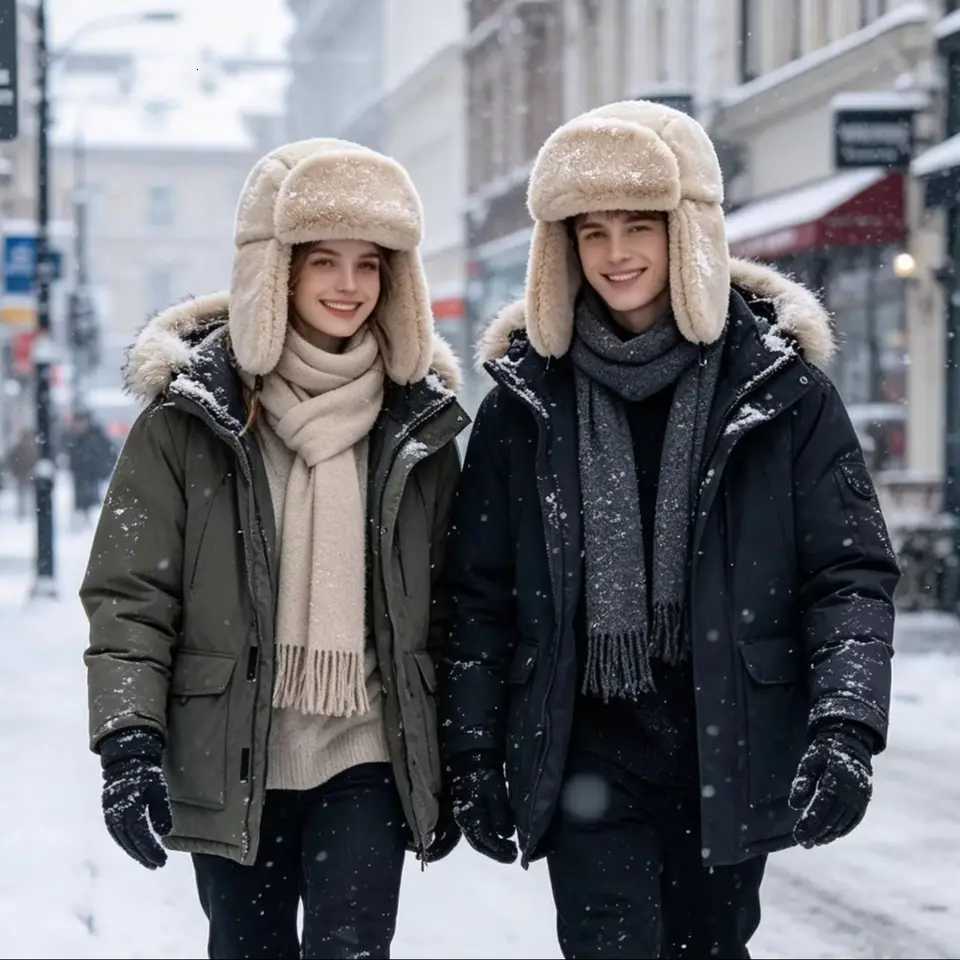 Trapper Hats Winter Bomber Hat for Men Women Warm Ushanka Trapper Cap with Earflaps Faux Fur Adult Boys Girls Snow Ski Cold Weather BonnetsT261017