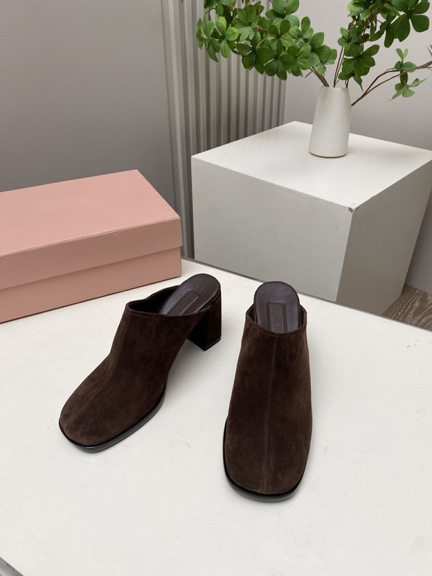 Square platform mule women's solid color slippers, all inclusive slippers, sandals, high-quality single shoes