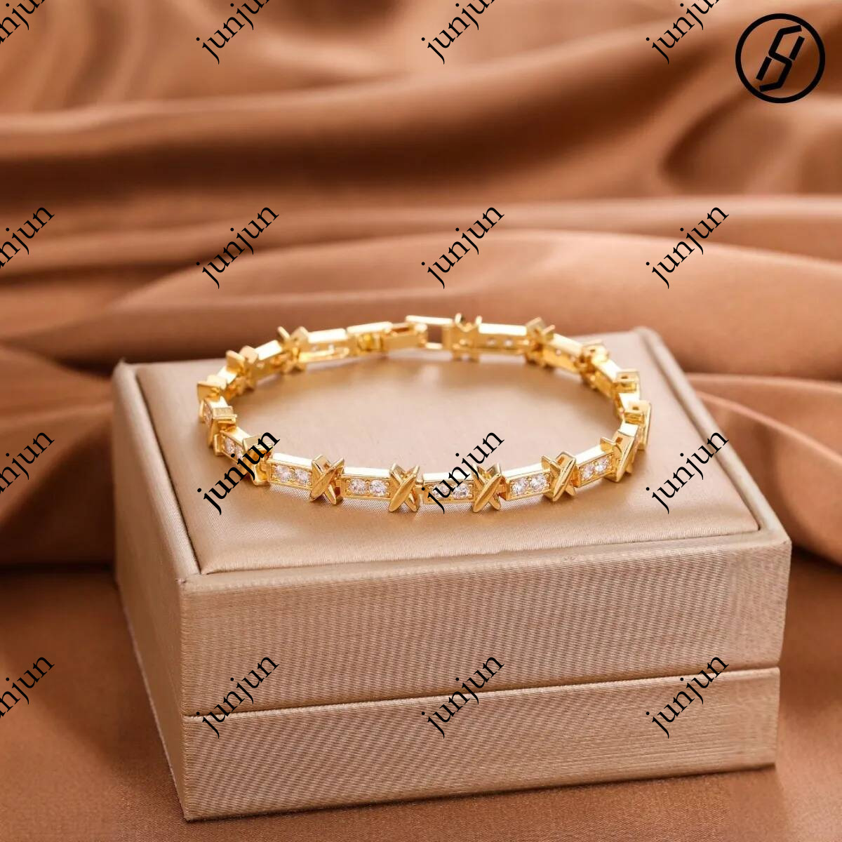 Boutique Craft Letter X Full Diamond Women Fashion High Version Ins Simple Rhinestones Cross Designer Bracelet Original Jewelry Wholesale