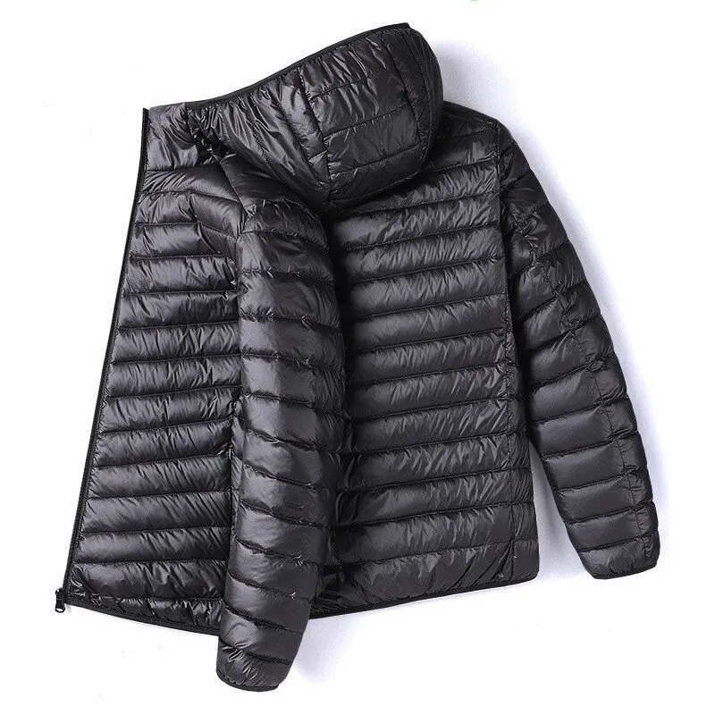 Men Solid Color Hooded Puffer Coat Winter Lightweight Casual Outdoor Sports Warm Jacket for Male 261017