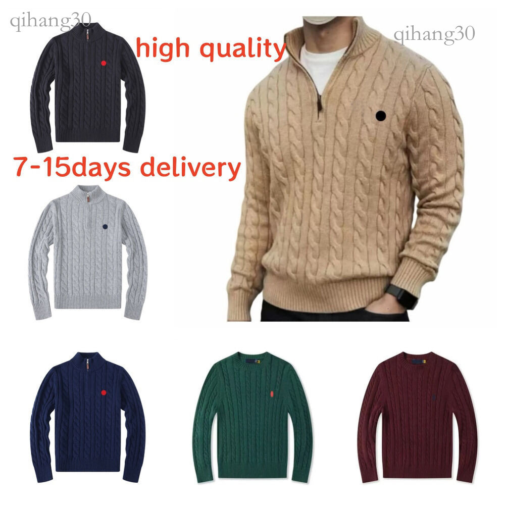 Ralfs Laure Quarter Zipper Sweaters Men Designer Wool Casual Polos Chandail Cardigan Jackets Winter Warm Long Sleeve Sweater Pullover Warm Rauph Lar