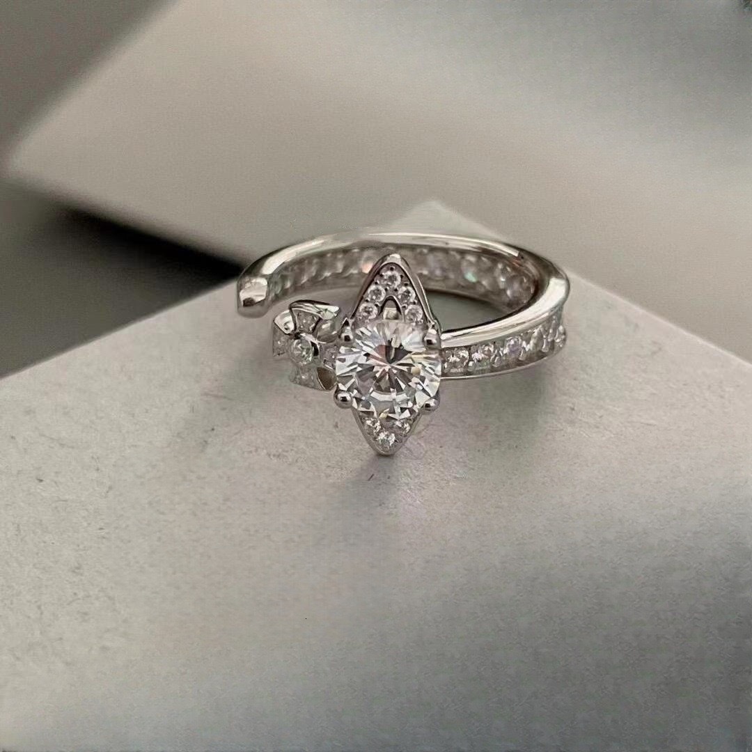 ring Xijia High Version Saturn Zircon Inlaid Diamond Open Ring for Women, Niche Design, Light Luxury, Elegant Index Finger Ring, Trendy