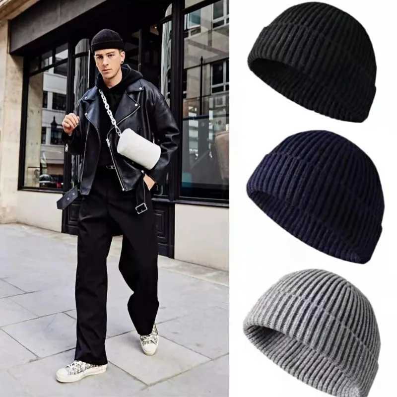 Beanie/Skull Caps Beanies Autumn Winter Solid Beanie Caps Fashion Simple Hats Warm Skullies Knitted Hat for Men Women Caps Trendy StyleT261017