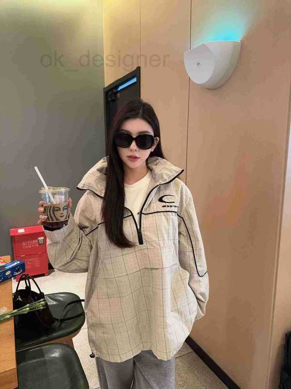 Men's Jackets Designer B brand's new embroidered stand up collar half zipper plaid jacket jacket for both men and women QRD4