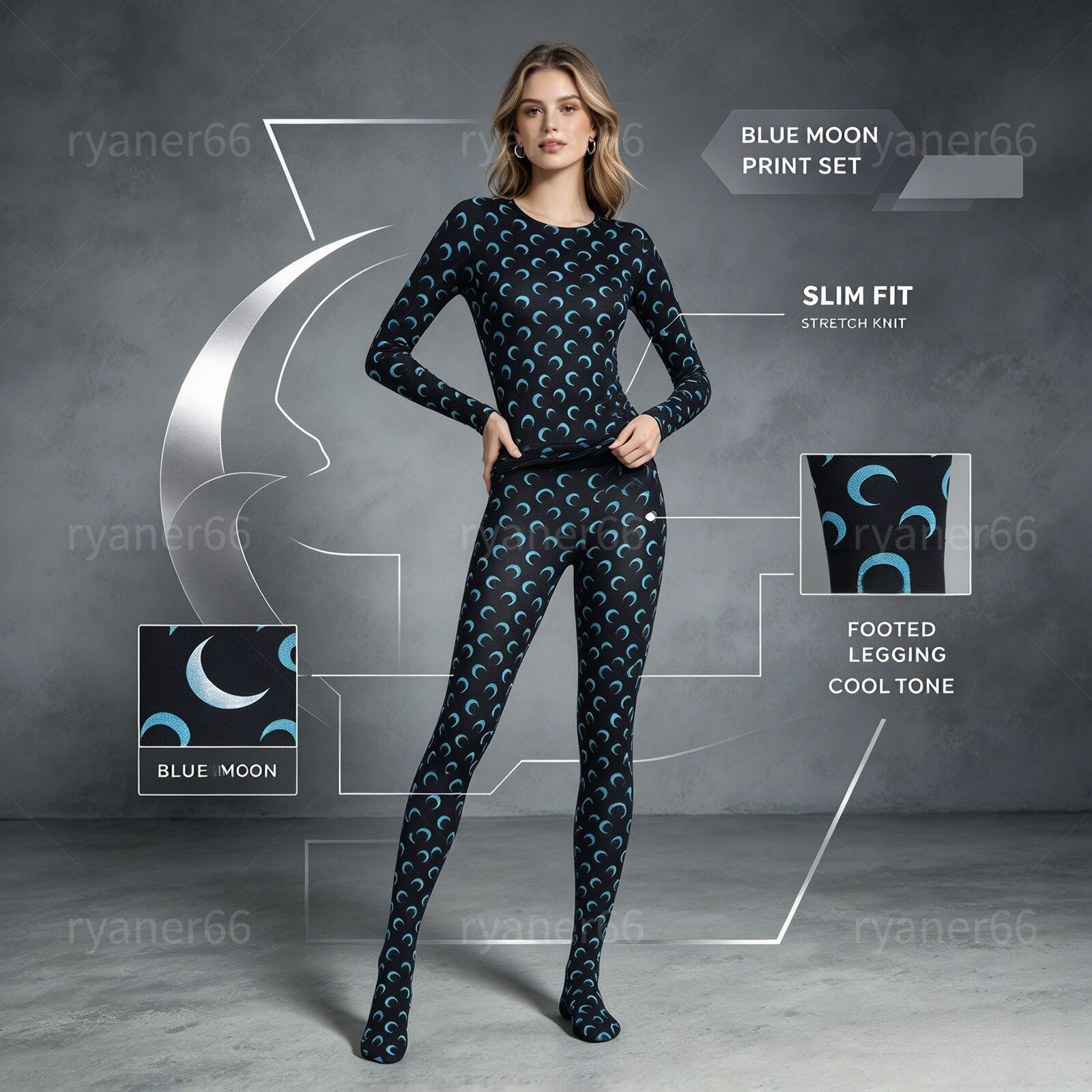 Elastic mareine Leggings two-piece set Jumpsuits Slimming T-shirt Ice Silk Women Black Sports Shorts Set sexy classic print long sleeve printed grap