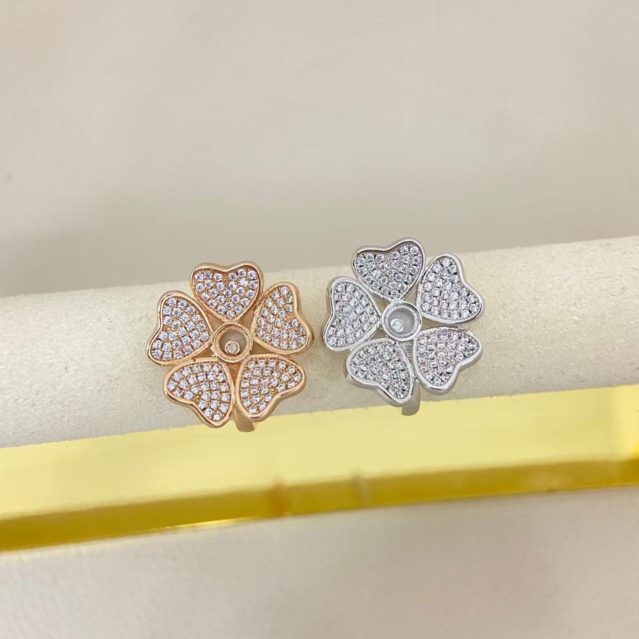 Chopardlies Chopardity Jewelry Ring Designer Chopars Happy Diamond Ring For Women Wedding Ring New Ring Features A Vibrant Full-diamond Five-heart D