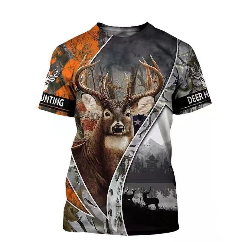 2026 Bestseller: Forest Deer Men's T-Shirt, Digital Print, Round Neck, Short Sleeve, Wholesale From Manufacturer, 3D T-Shirt Free Shipping