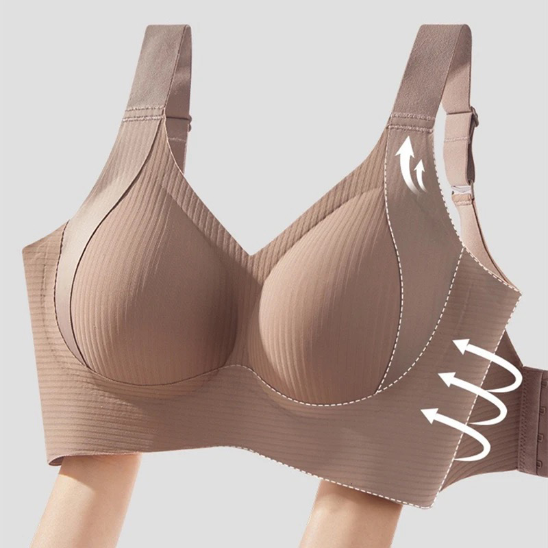 2025 Women's Seamless Underwear Thin Style Plus Size Removable Bra Anti-Sagging Wire-Free dongdumaoyi