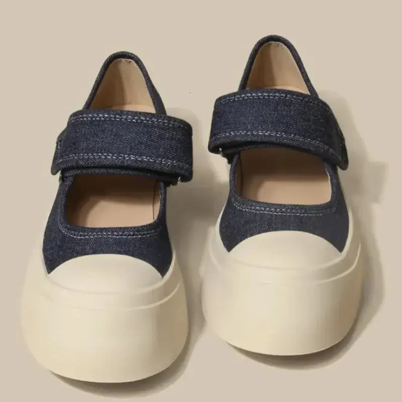 Women Casual Shoes French Womens Hook And Loop Casual Platform Fashion Comfortable Simple Hundred Wind female sneakers Daily Girls Mary Jane Retro S
