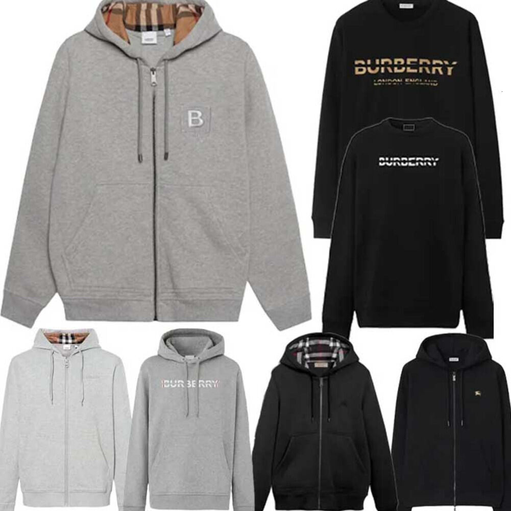Burburyrs Zip Up Cardigan Designer Hooded Mens Pullover Seasonal Sportswear Top Hooded Long Sleeved Jacket Loose Cotton Outdoor Designer Sportswear