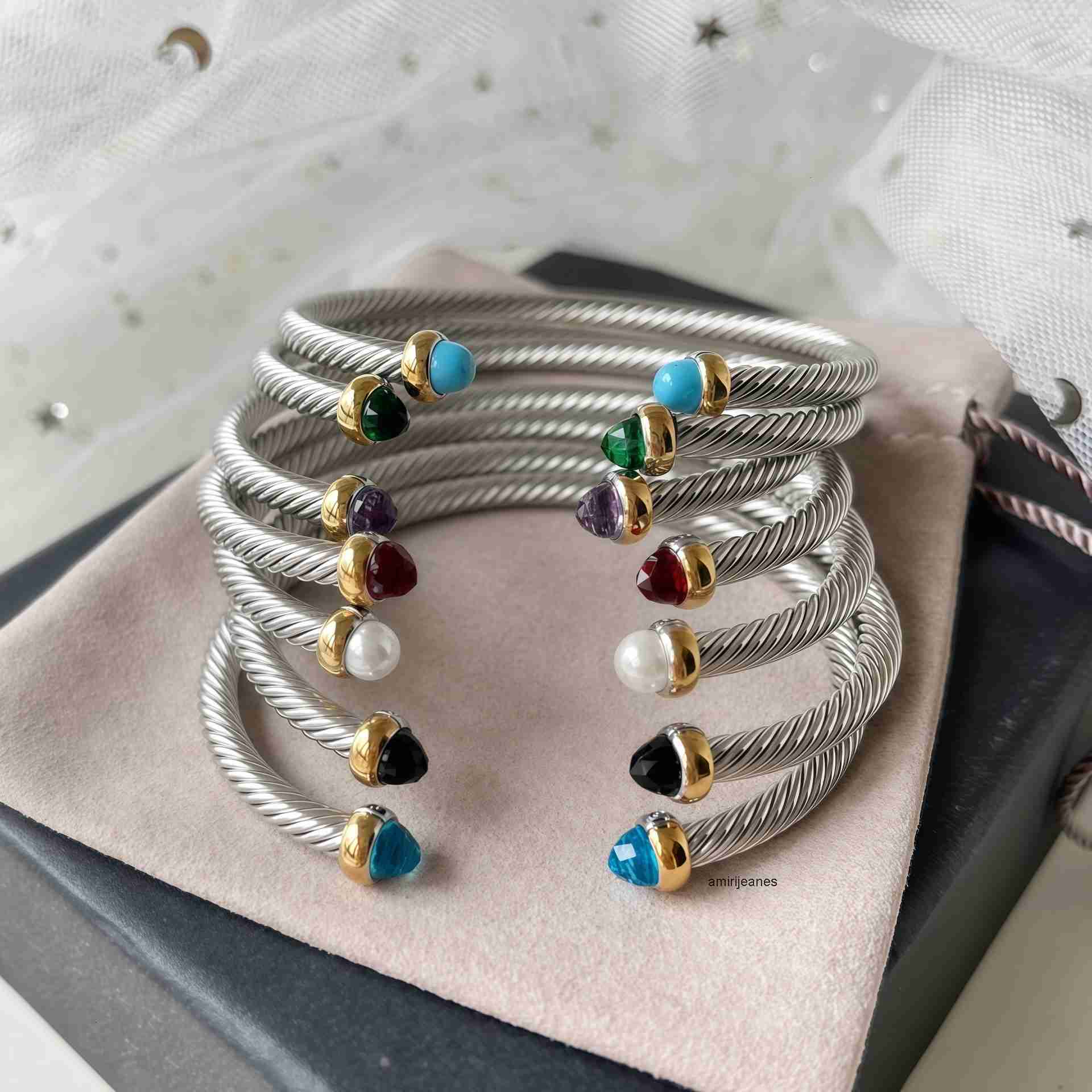 designer charm bracelets luxury jewelry for men women gold silver woman dy trendy 4mm twisted wire open bracelet jlqb lk5c davids yurnam yurmanlines