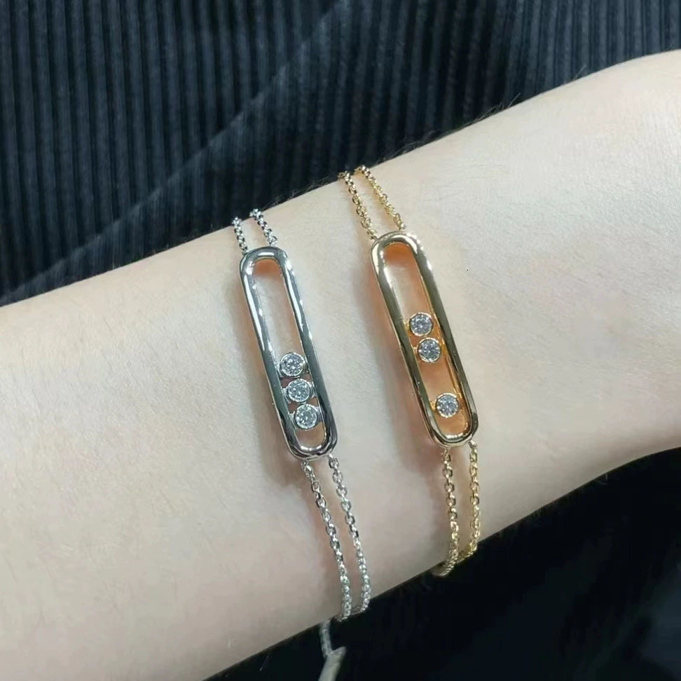 Mesikaa Jewelry Designer Messikaas Luxury Bracelet For Woman Men Luxe Bangle Mexica Move Single Diamond Bracelet Sliding Paperclip Design For Layere