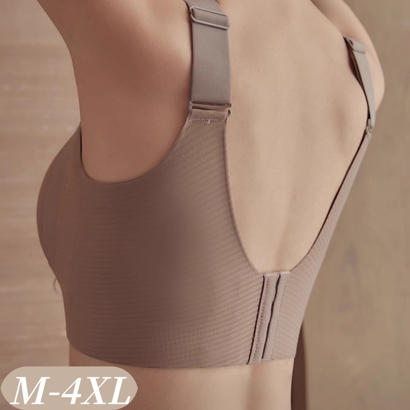 Push-Up Bras For Women Non-wire Padded Seamless Underwear Plus Size V-neck Bra Top Sexy Lingerie Wide Straps Intimates M-4XL dongdumaoyi