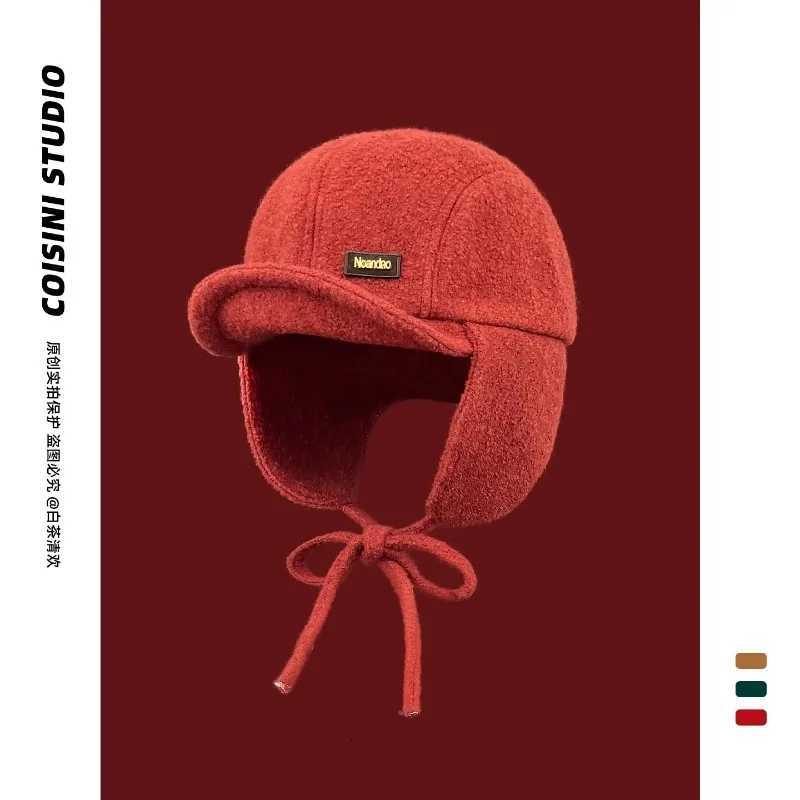 Trapper Hats Japanese Simple Solid Color Lace-up Pilot Caps Women Winter Travel Warm Ear Protection Versatile Cycling Bomber Hats for MenT261017
