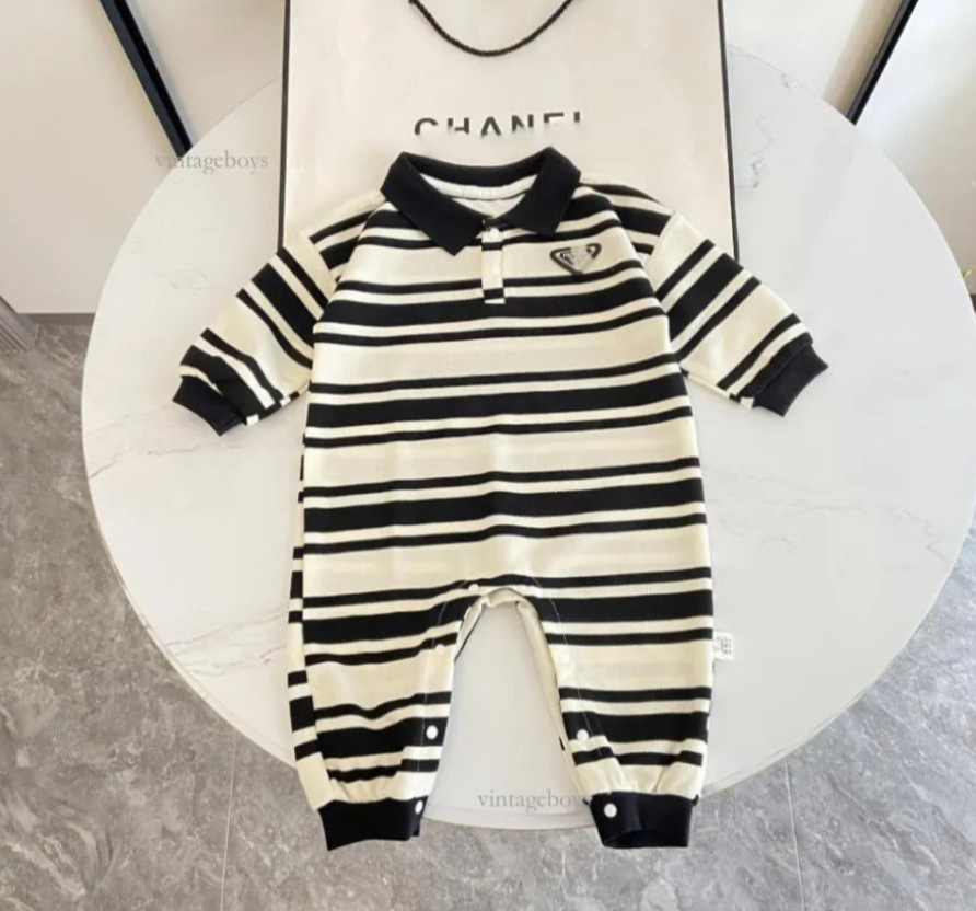 Kids Designer Romper Baby Rompers 2026 New Baby Clothes With Striped Polo Collar And Baby Long Sleeves For Outdoor Climbing Aaa