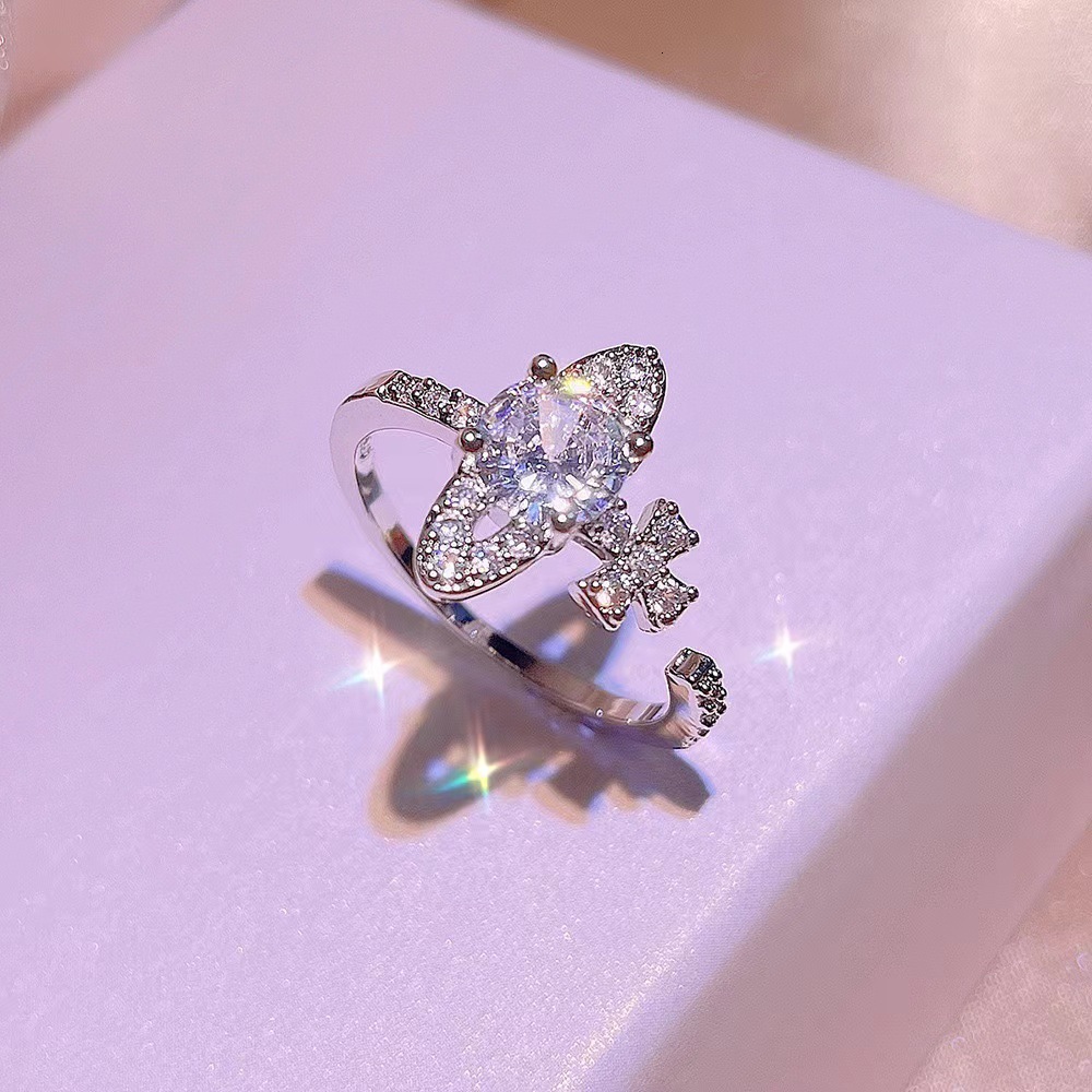 ring New Hot-Selling Empress Dowager Ring for Women, Ins Trend, High-End Luxury, Fashionable Versatile Open Ring, Internet Celebrity Live Streaming