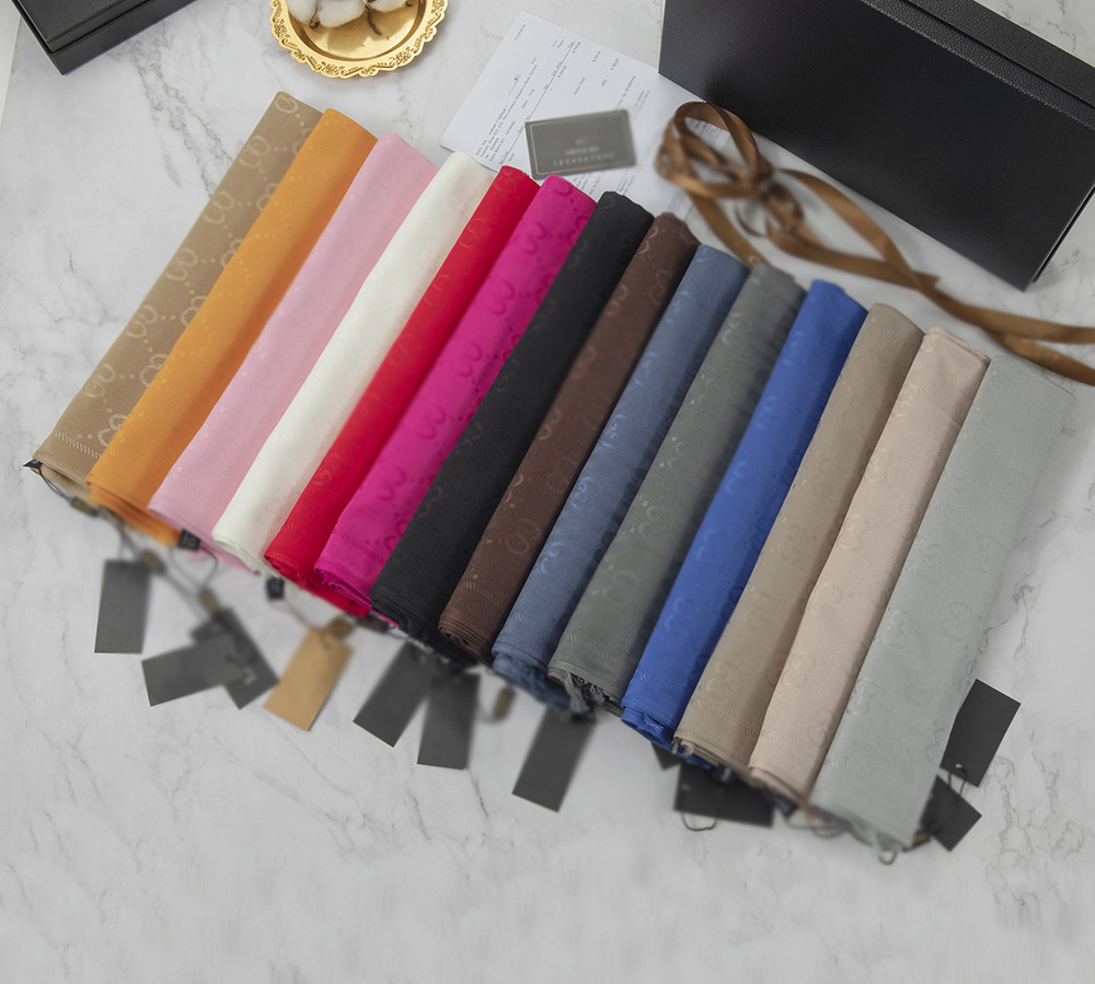Designer Women Fashion Scarf 100% Cotton Jacquard Scarves Double-sided Color Block Fringed Edges 180/70cm