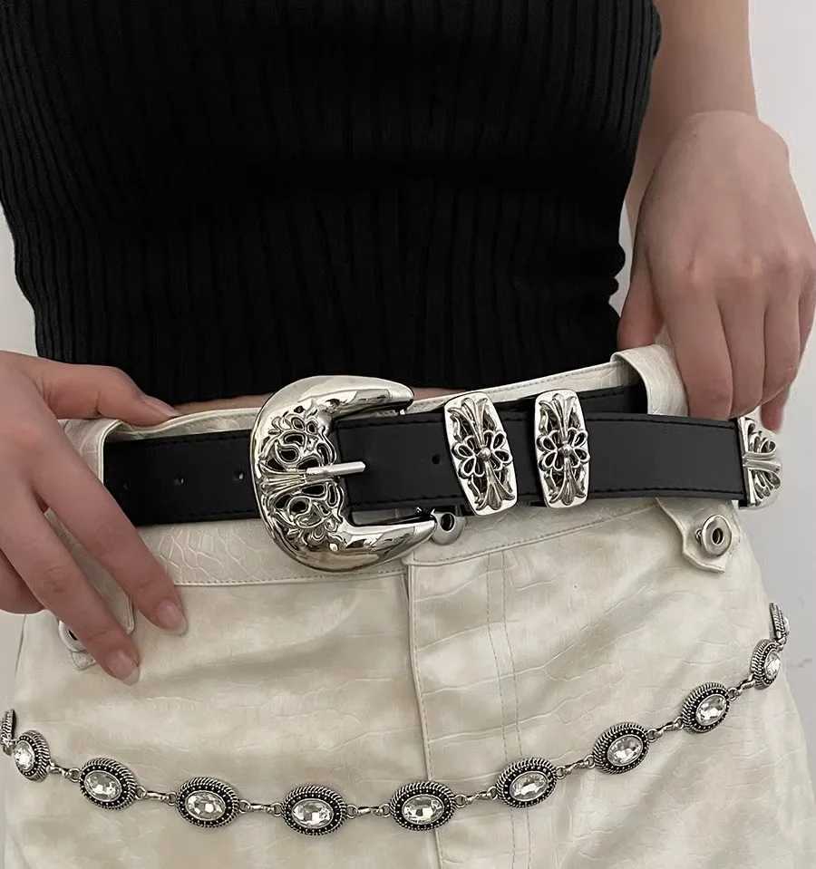 Luxury Designer Women'S Belt Vintage Cross Carved Needle Buckle Men'S Belt Punk Rock Style Jeans Pu Leather bb Y2k Belt S261017MNS9
