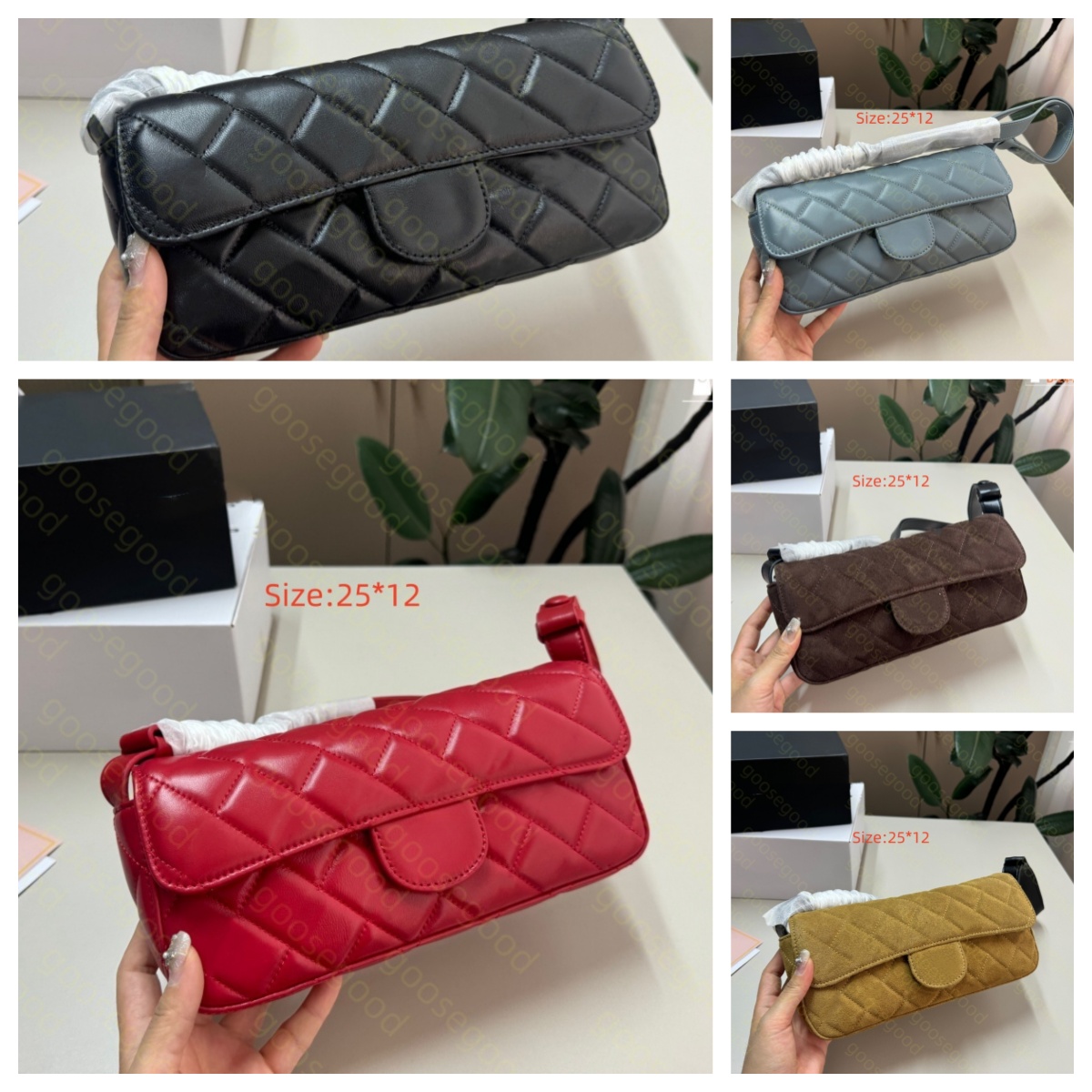 High Quality Ladies Quilted Flap Shoulder Bag Suede & Sheepskin Leather Underarm Barrel Handbag Single Shoulder Crossbody Purse Multi Colors Reprodu