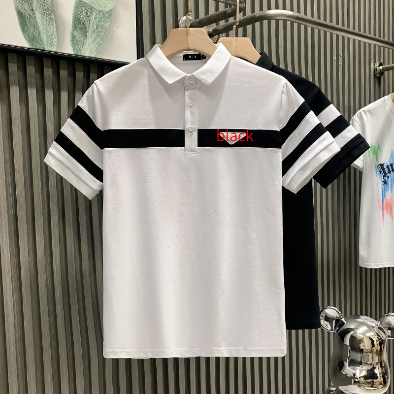 Padaly Lapel Shirts Designer Blazer Fashion Black White Striped Lapel Luxury Men T Shirt Short Sleeve Polo Shirt Outdoor Sport Comfortable Loose Fit