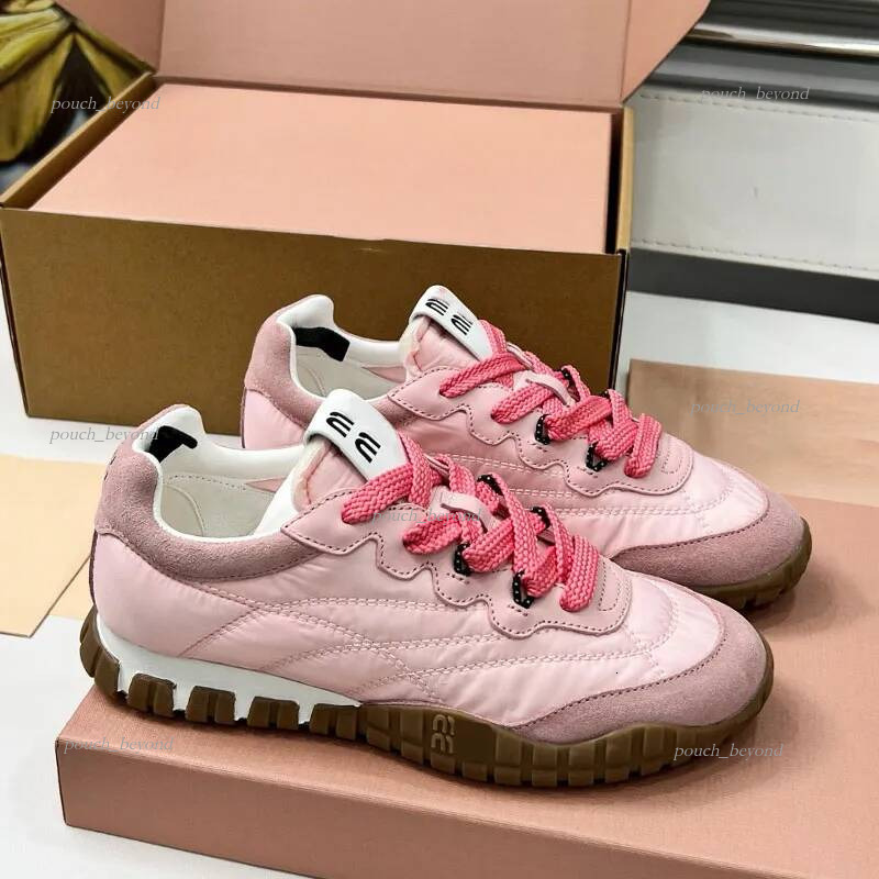 mius shoes Tyre Technical Fabric Suede Sneakers 5E417E Designer Laces Closure Sneakers Womens Soft Running Shoes Ladie New Casual shoes Rubber miune