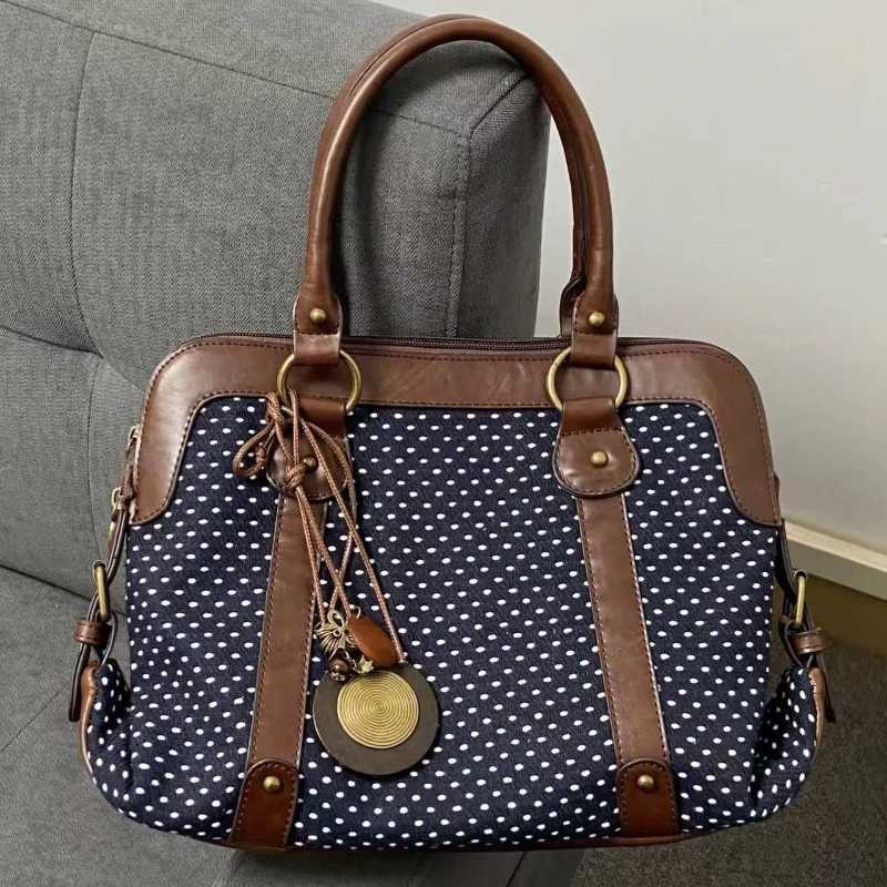 Designer Dot Polka Totes Handbag Korean Leather Pahwork Large Mti-functial Briefcase Sweet Pretty Style Handbag Casual Cmute Bag J261016