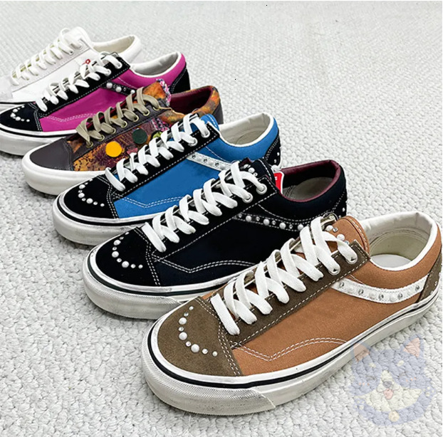 with box pearls Oid Skool 36 Designer shoes Pearlized Van shoes Souvenir Canvas Shoes New Men Women Classic Comfortable Retro Low Top Versatile Tren