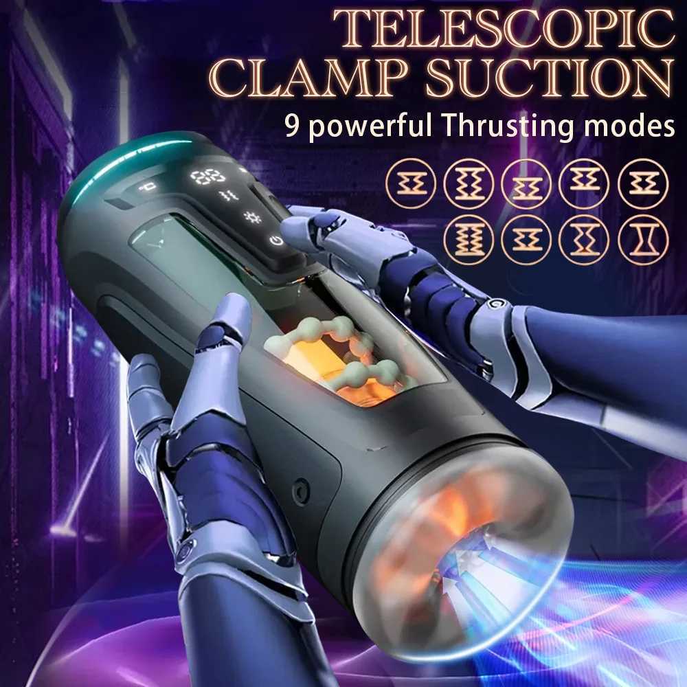 Automatic Mens Heating Masturbator Cup 9 Mode Thrusting Sucking Blowjob Penis Massage Stimulator Pocket Pussy Male Adult M261017