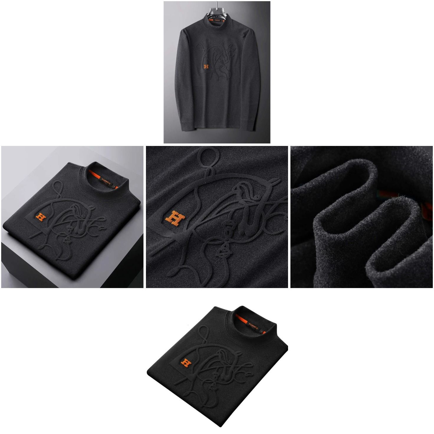 Free Shipping2025 Half Turtleneck Layer Thermal Fleece Warm Long Sleeve T-Shirt Base Shirt Men 's Sweatshirt