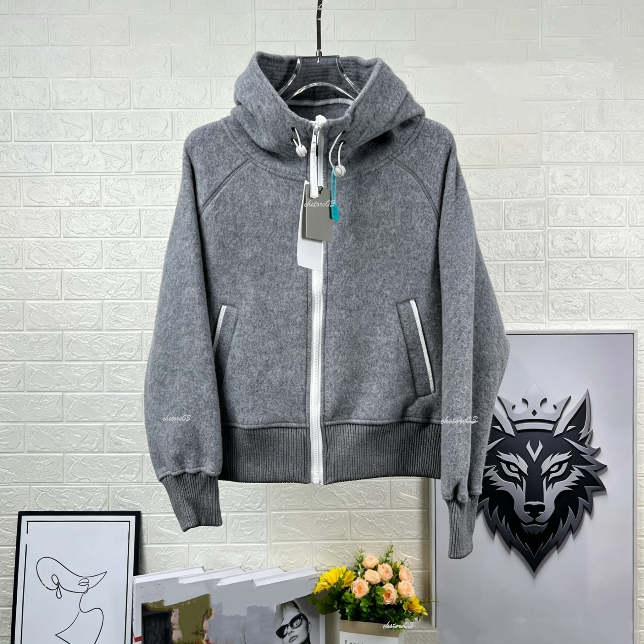 Designer Canada Jacket Goocepuffer Women Cashmere Hooded Fleece Jacket Full Zip Up Warm Coat Rib Cuff Hem Winter Fleece Cardigan Canada Jacket Gooce
