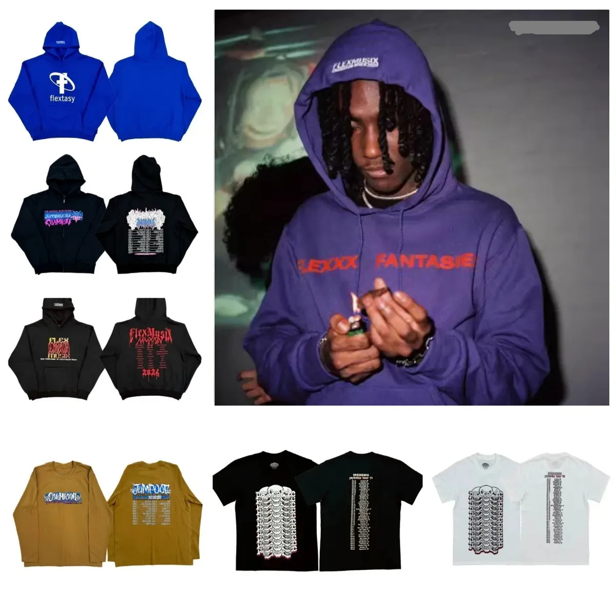 Men's 2026 OsamaSon FlexMusix Total FLEXXX FANTASIES Embroidered Sweatshirt High quality Cotton Hip hop Youth Street Rock Hoodies For Men