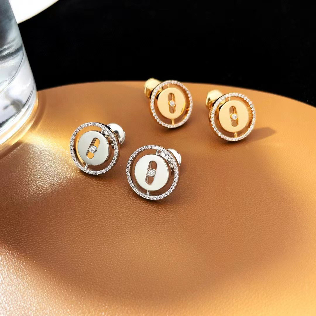Mesikaa Stud Earrings Designer Messikaas Fashion Earring For Woman Ear Jewelry Diamond Move Fortune-Circulating Circle Earrings For Women Ear Access