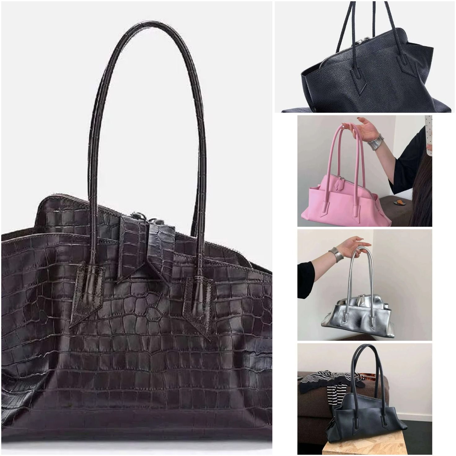 Crocodile Pattern Large Capacity Tote Women 's Pleated Leather Shoulder Female Daily Commuter Bag 2025designer Bag