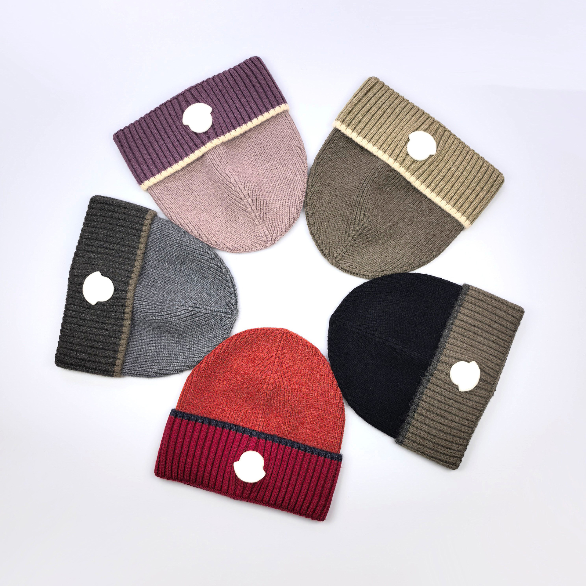 Kid Winter Knit Beanie Children Hat Color Block Ribbed Cuffed Skull Cap Soft Warm Knitted Bonnet Outdoor Daily Wear