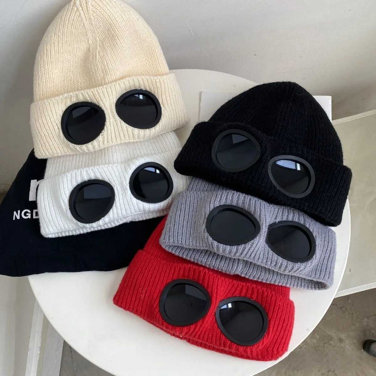 Winter Warm Beanie Hats Women Men Winter Windproof Glasses Knitted Ski Mask Cap Outdoor Ear Protection Sports Cold Hat Garros S261017WW8T