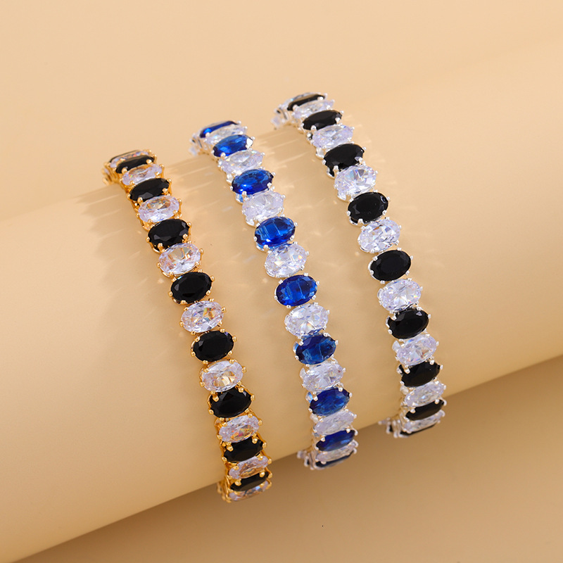 New European American Cross-Border High-Quality White Cubic Zirconia Fashionable And Versatile Oval-Shaped Diamond Bracelets, Wholesale From The Man