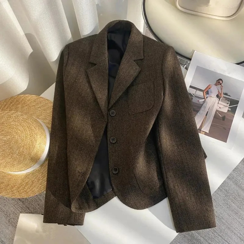 Women Coat Blazer Coats Suits Turn Down Collar Jackets Vintage Y2k Streetwear Work Casual Loose Elegant Jacket Autumn Winter 261016