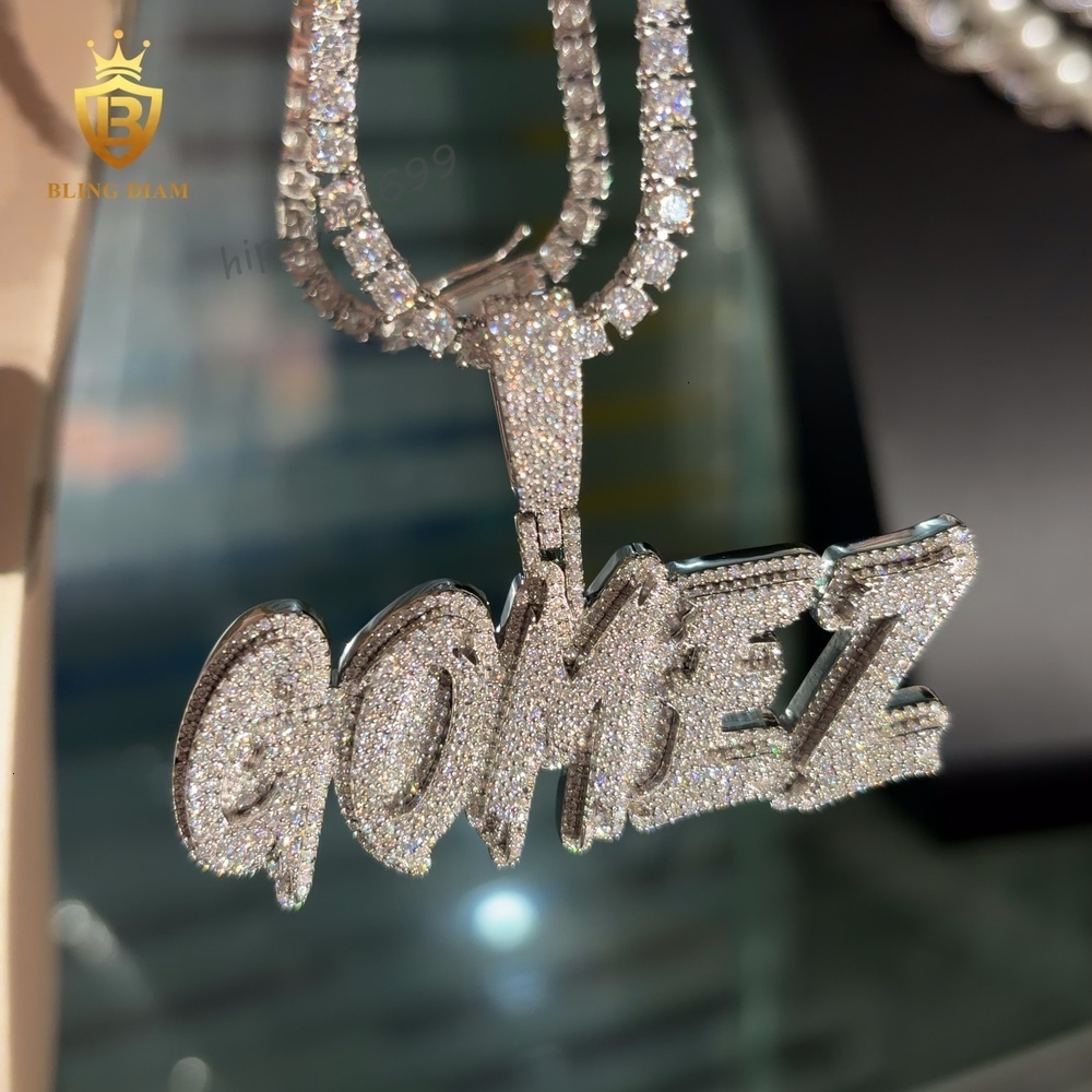 Personalized Custom Pendant Letters Name GRA Moissanite Pendant Rose Gold Plated 925 Sterling Silver Charms Hip Hop Jewelry