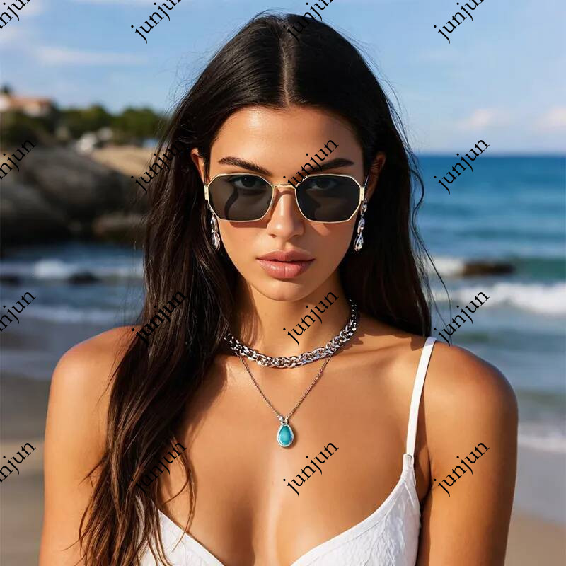 Designer Sunglasses American Luxury Retro Women's Accessories High End Brown Metal Narrow Frame Concave Design UV Resistant Outdoor Cycling Gla