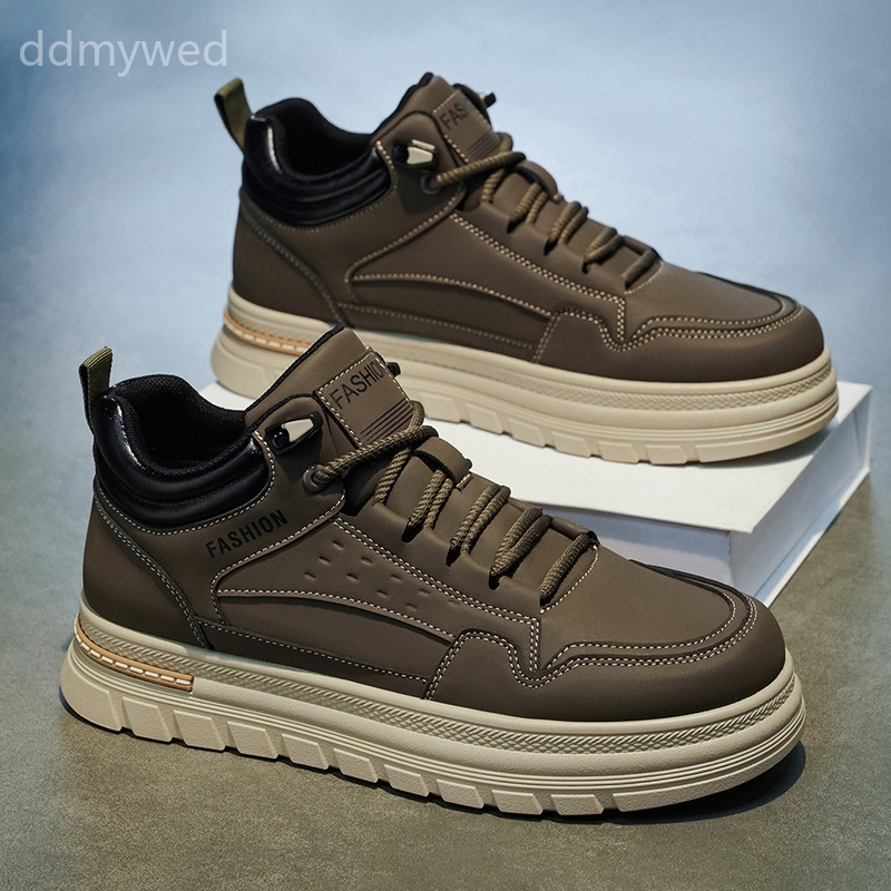 Men's High Top Platform Sneakers Casual Hiking Boots Waterproof Rubber Sole Outdoor Walking Shoes