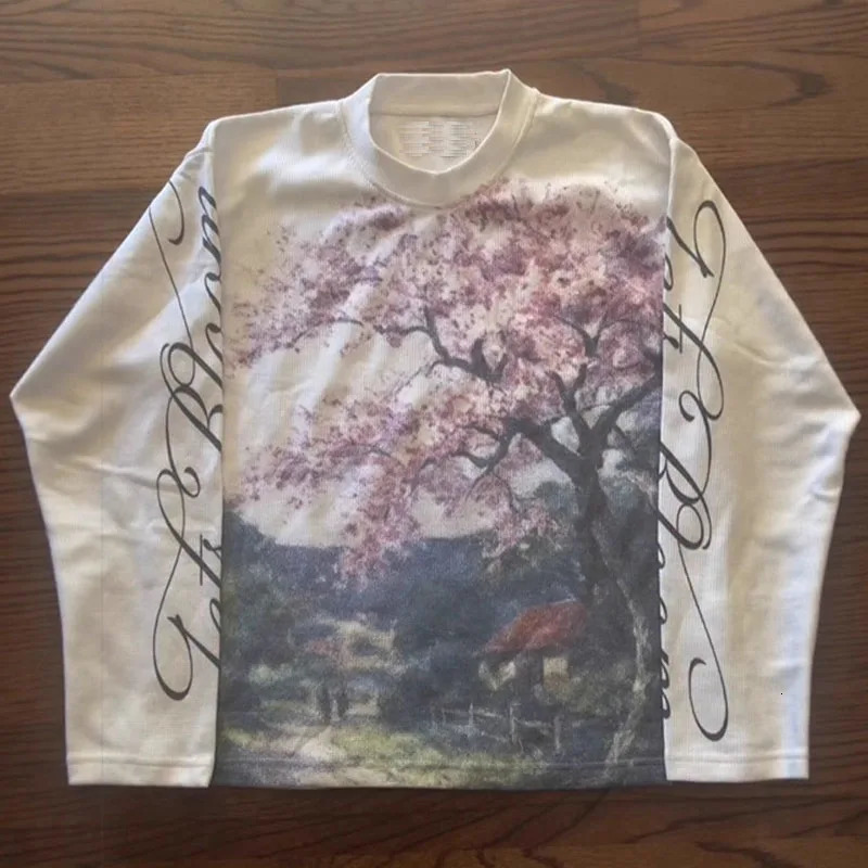 Casual Retro Fashion Floral Letter Printing Street Trend Unisex Style Retro Loose Long Tshirt Y2K style 261016