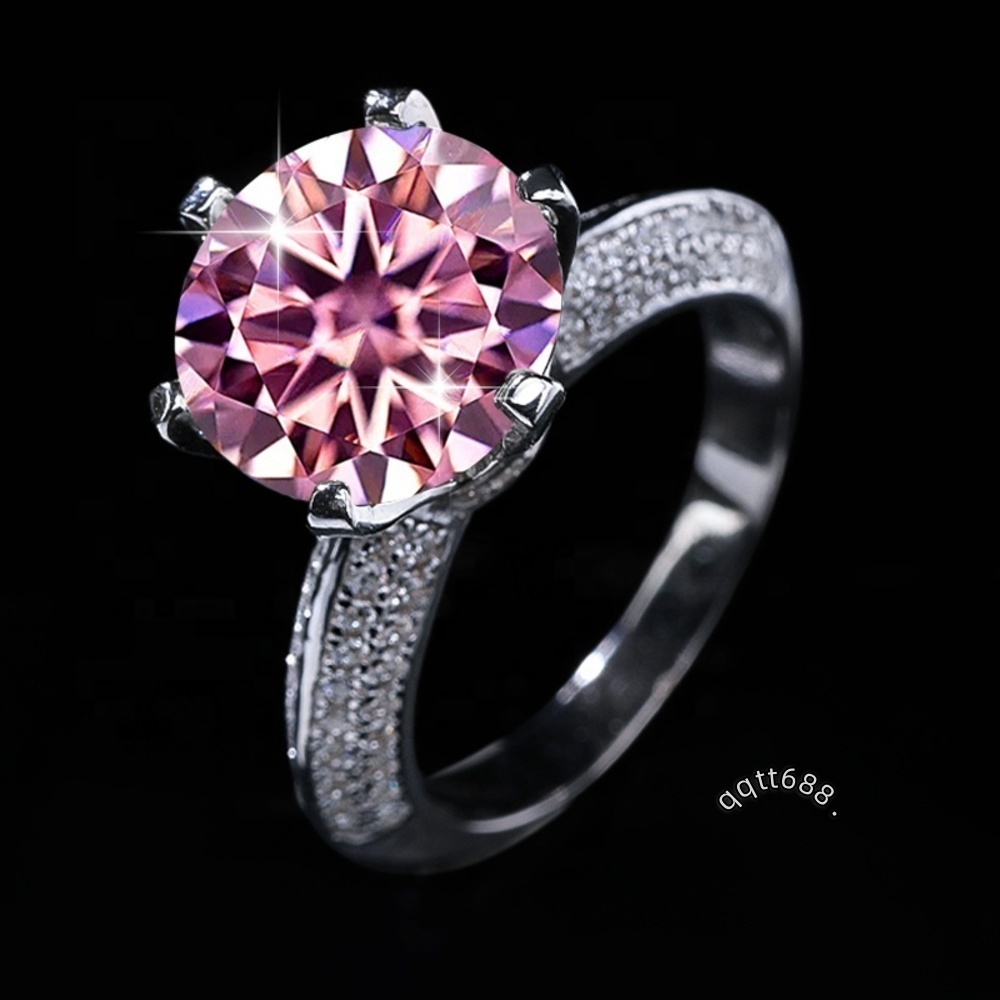 Wholesale S925 Sterling Silver Vvs D Color 5CT GRA Moissanite Ring Women Engagement Wedding Moissanite Band Free Laser
