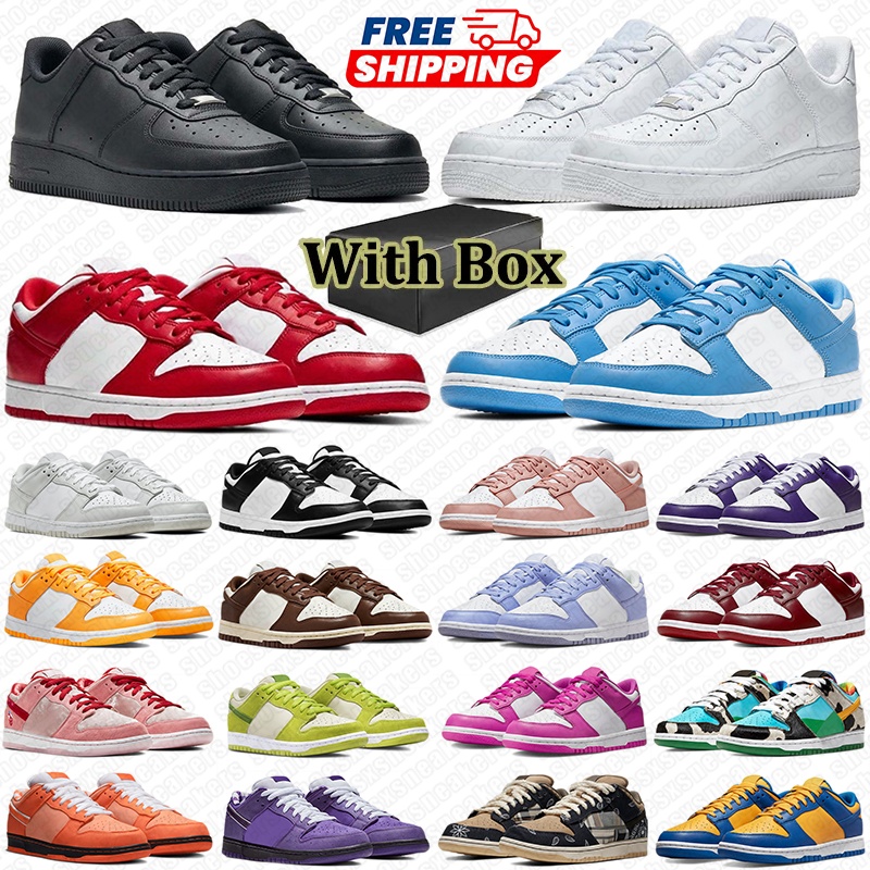 With box free shipping designer running for men women Black Blue classic fashion outdoor sports trainers Solid White sneaker 36-47