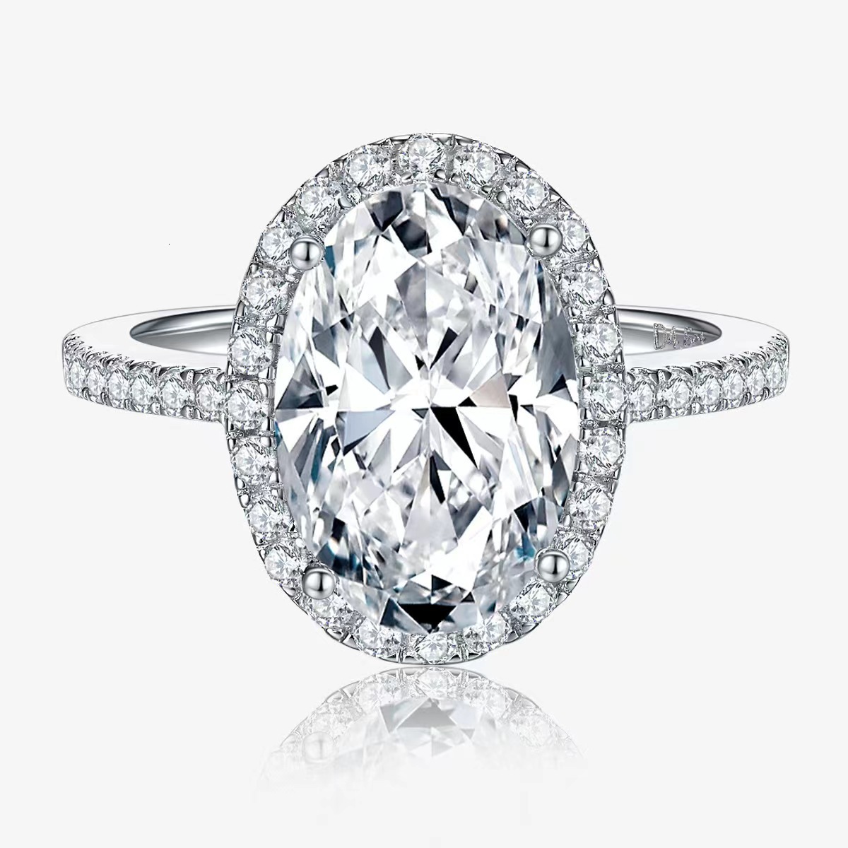Imitation S925 Sterling Silver High Carbon Proposal Pigeon Egg Simulated Moissanite 1.5 Extra Large Diamond Ring