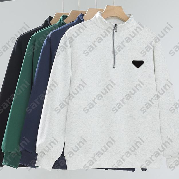 Half Zip Hoodies For Men Stand Collar Sweatshirt Unisex Loose Pullover Solid Color Cotton Hoodie Casual Long Sleeve Tops For Women